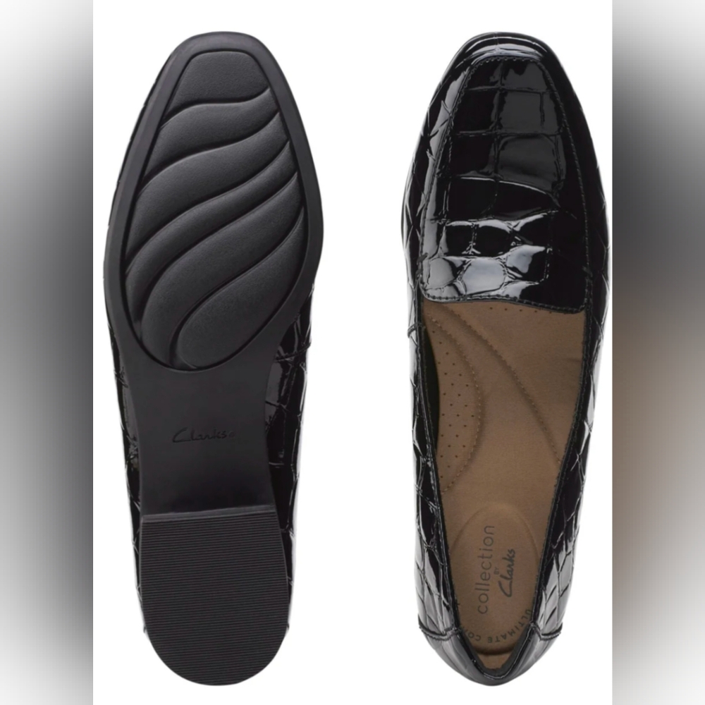 Clark's Black Croc Juliet Lora Loafers